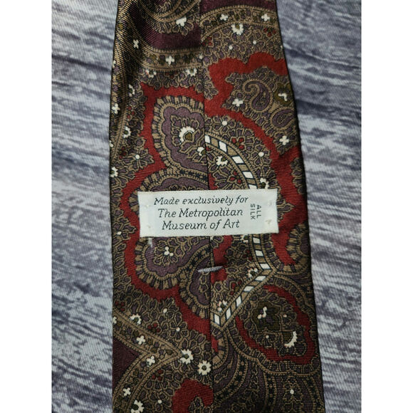 Metropolitan Museum of Art Mens Brown‎ Paisley All Silk Neck Tie - Picture 7 of 8